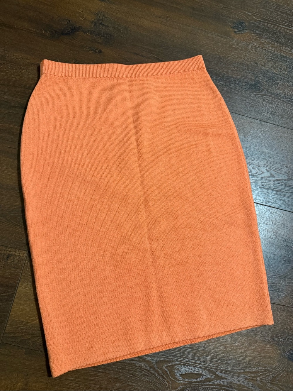 St. John Coral-Orange Knit Pencil Skirt